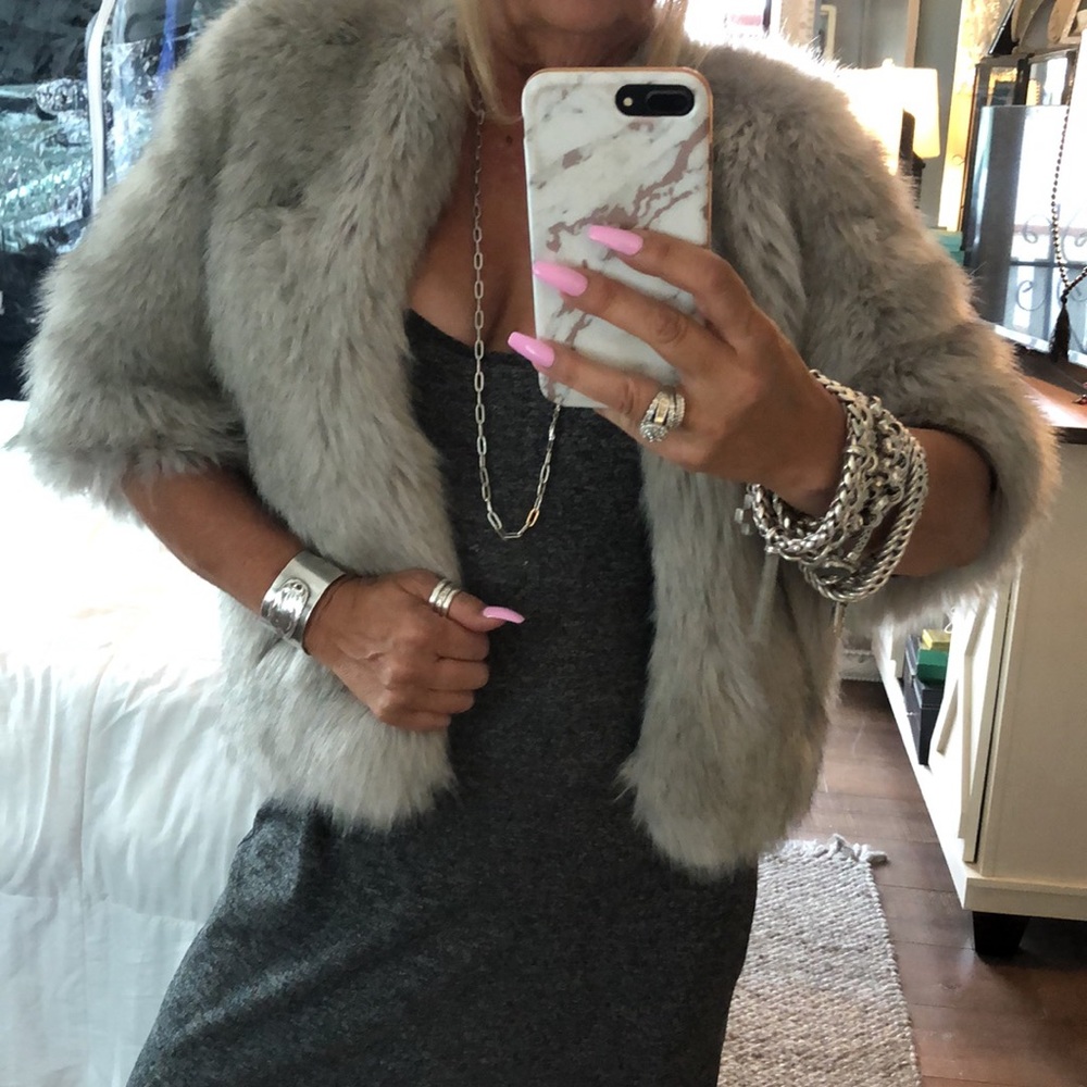 Jennafer Grace Limited edition sequin star embellished faux fur teddy jacket